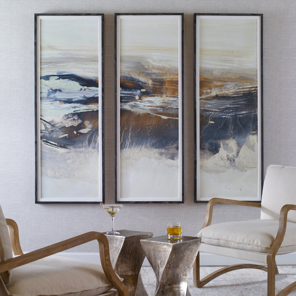 Uttermost Graphite Horizon Framed Prints - Set Of 3 - Home Elegance USA