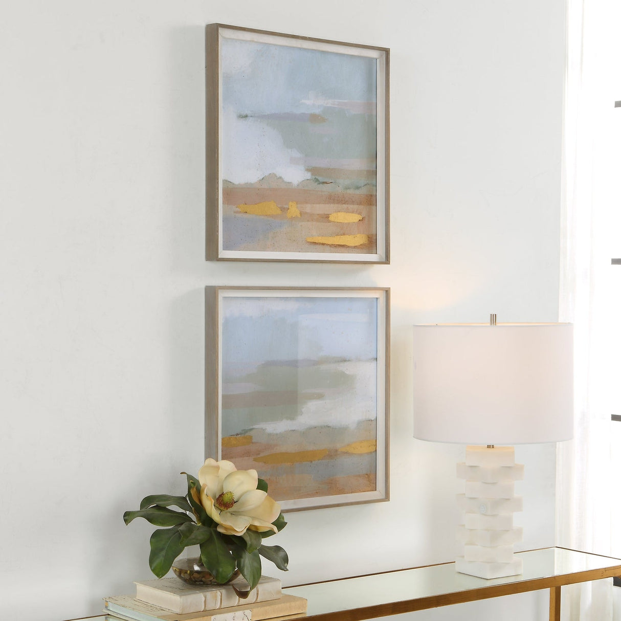 Abstract Coastline Framed Prints - Set Of 2 | Uttermost | Home Elegance USA