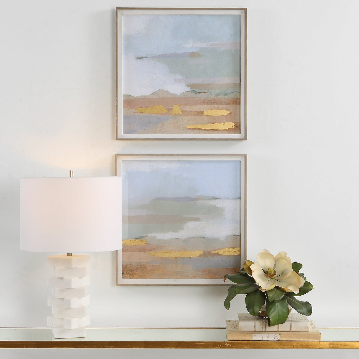 Abstract Coastline Framed Prints - Set Of 2 | Uttermost | Home Elegance USA