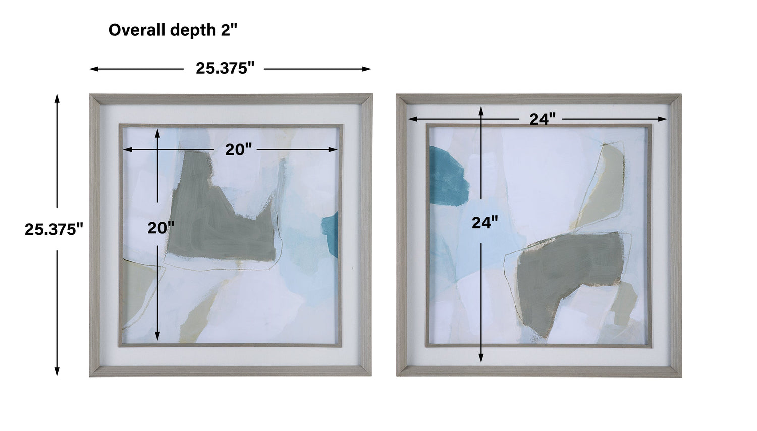 Uttermost Mist Shapes Framed Prints - Set Of 2 - Home Elegance USA