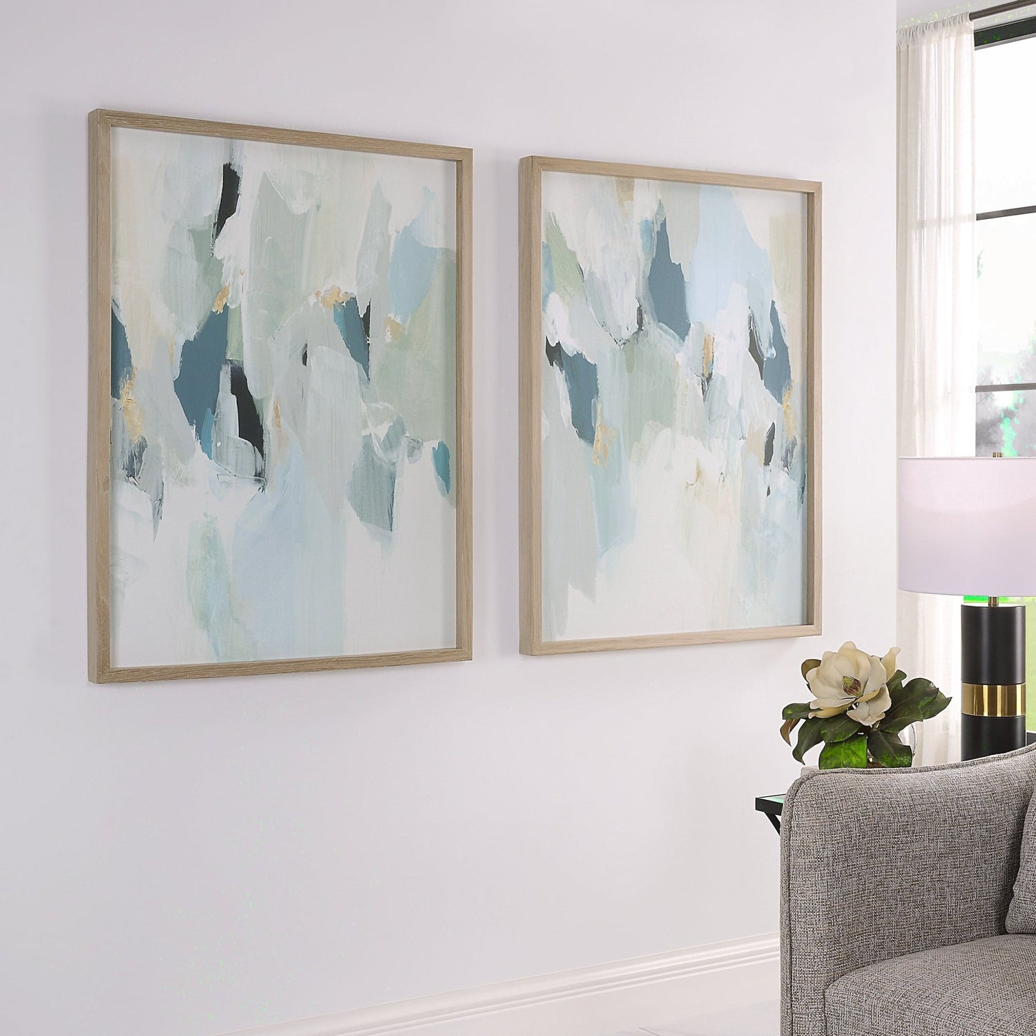 Uttermost Seabreeze Abstract Framed Canvas Prints - Set Of 2 - Home Elegance USA