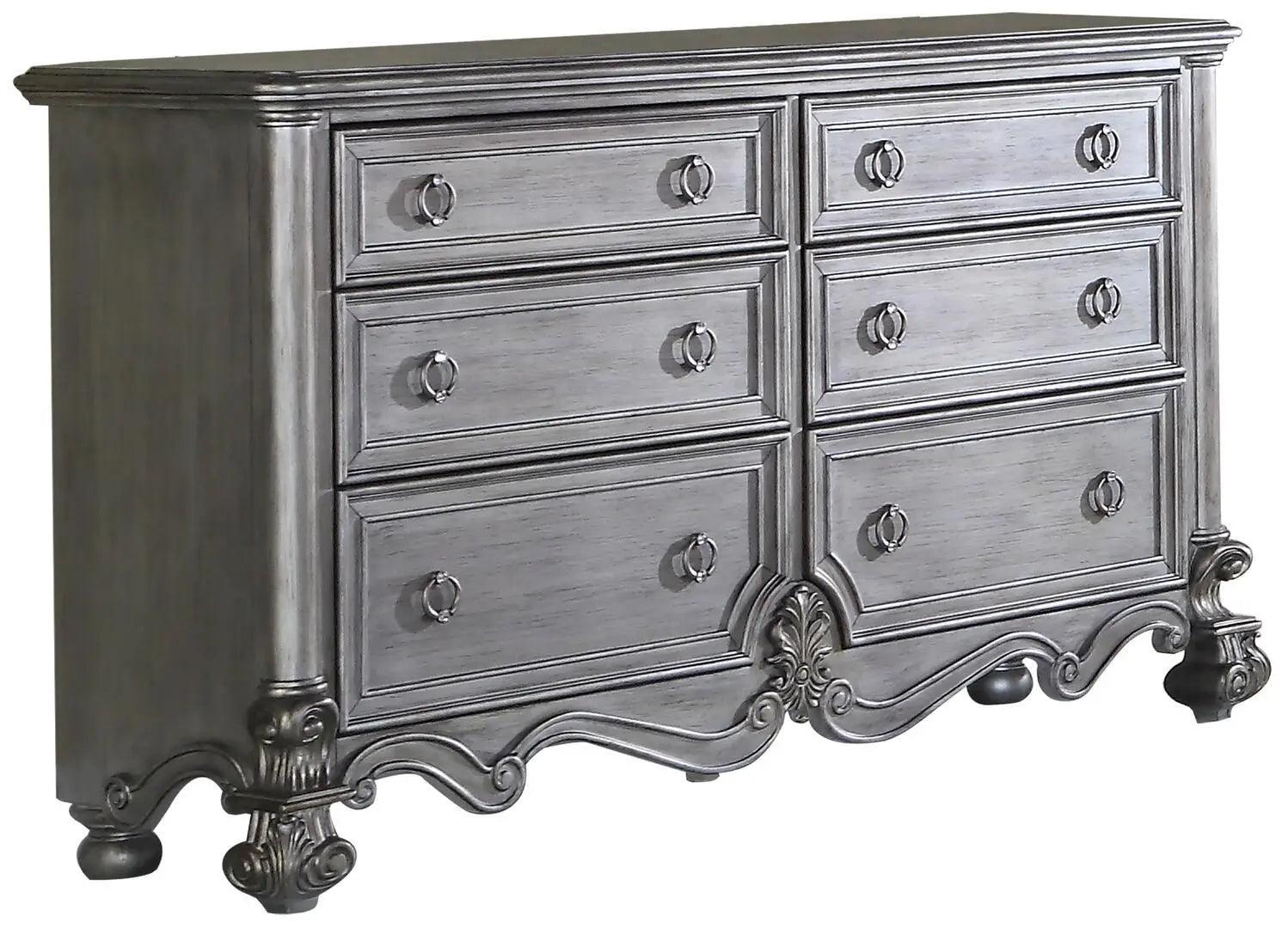 Adriana 6Pc Transitional Bedroom Set in Gray Finish by Cosmos Furniture Cosmos Furniture