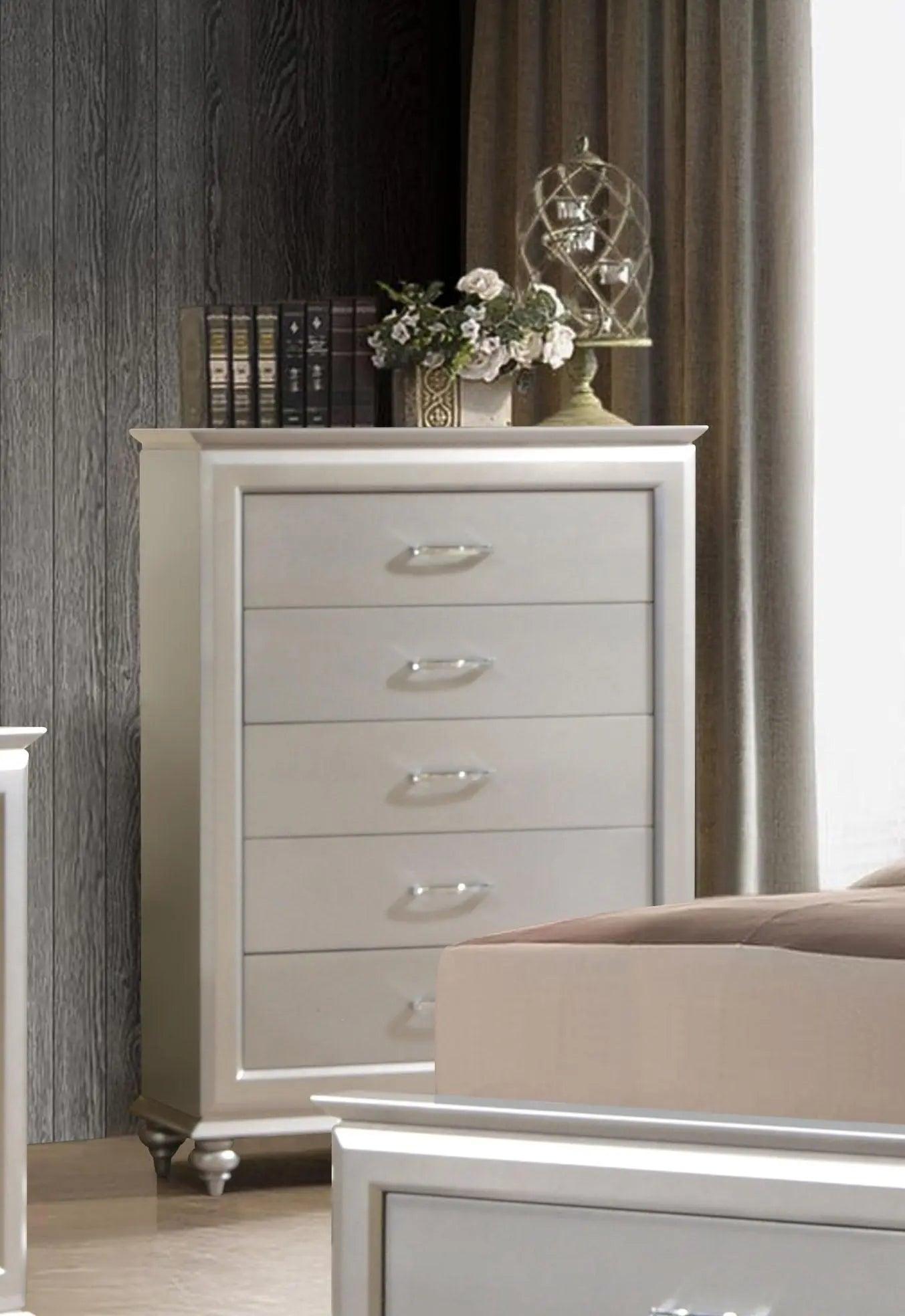 Alia 6Pc Modern Bedroom Set In Silver Finish | Cosmos | Home Elegance USA