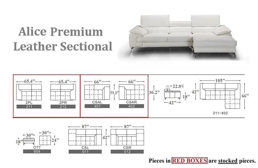 Alice Premium Leather Sectional | J&M | Home Elegance USA