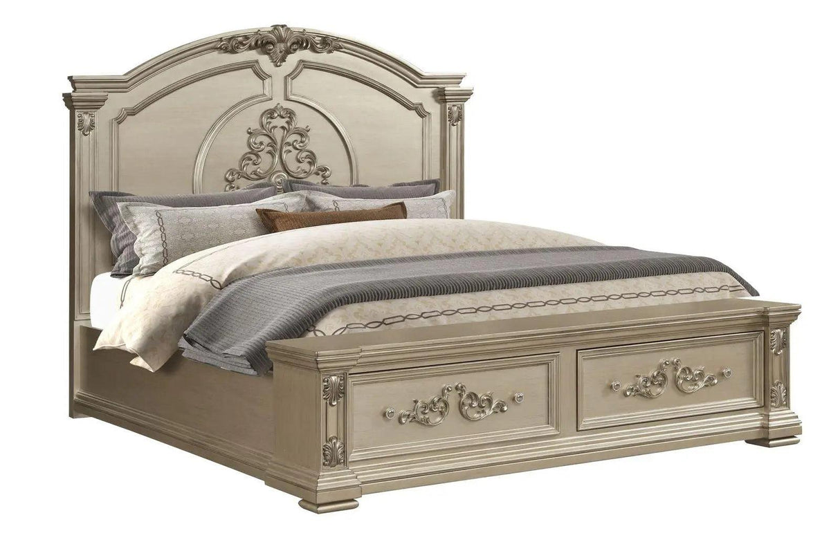Alicia 6Pc Transitional Bedroom Set In Metallic Beige Finish | Cosmos | Home Elegance USA