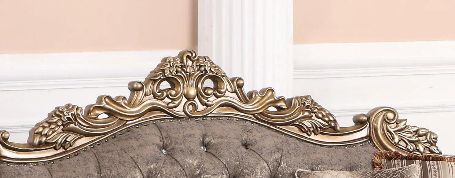 Amelia Traditional Sofa And Loveseat In Bronze Wood Finish | Cosmos | Home Elegance USA