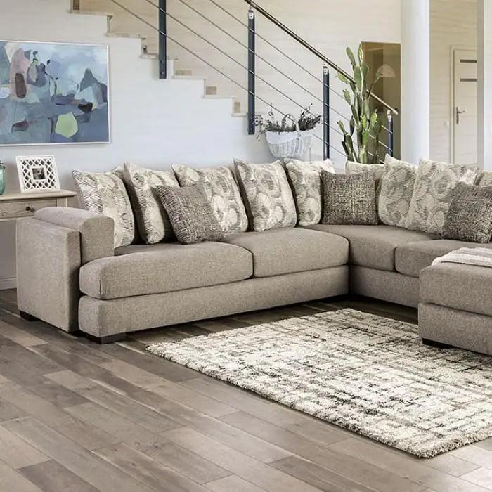 Angelia Contemporary Gray Chenille Sectional by Furniture of America | Home Elegance USA