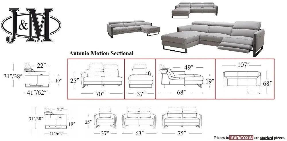 Antonio Motion Sectional In Matte Grey Finish Color | J&M | Home Elegance USA