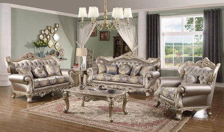 Ariel Transitional Sofa And Loveseat In Silver Wood Finish | Cosmos | Home Elegance USA