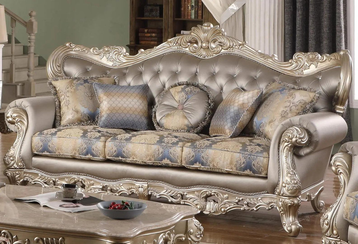 Ariel Transitional Sofa And Loveseat In Silver Wood Finish | Cosmos | Home Elegance USA