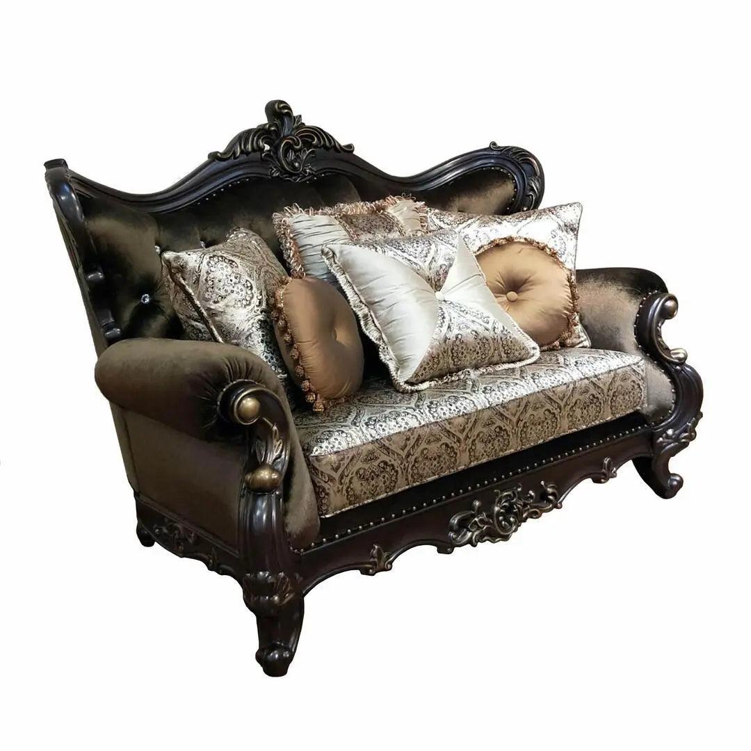 Aroma Traditional Sofa And Loveseat In Cherry Wood Finish | Cosmos | Home Elegance USA