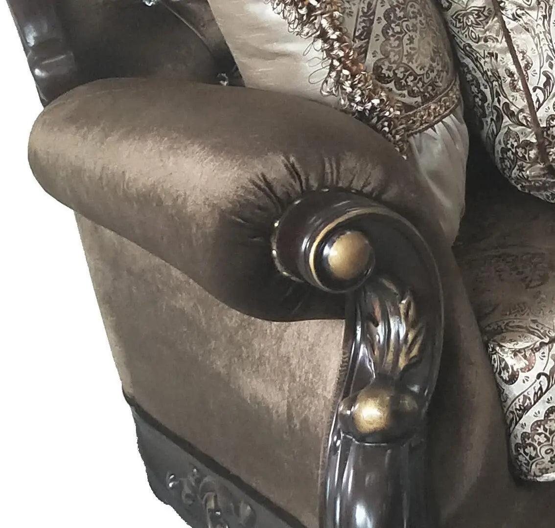 Aroma Traditional Sofa And Loveseat In Cherry Wood Finish | Cosmos | Home Elegance USA