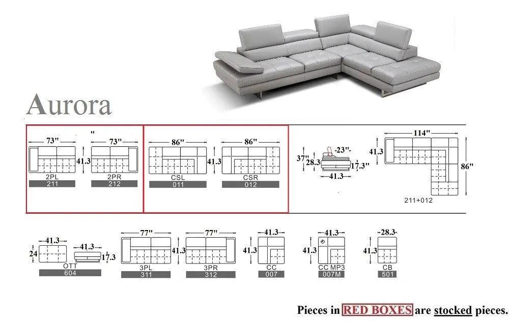 Aurora Leather Sectional | J&M | Home Elegance USA