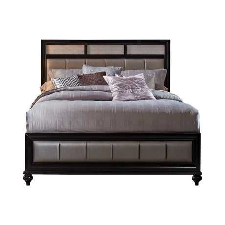 Barzini Upholstered Bed In Black And Grey By Coaster Furniture - Home Elegance USA