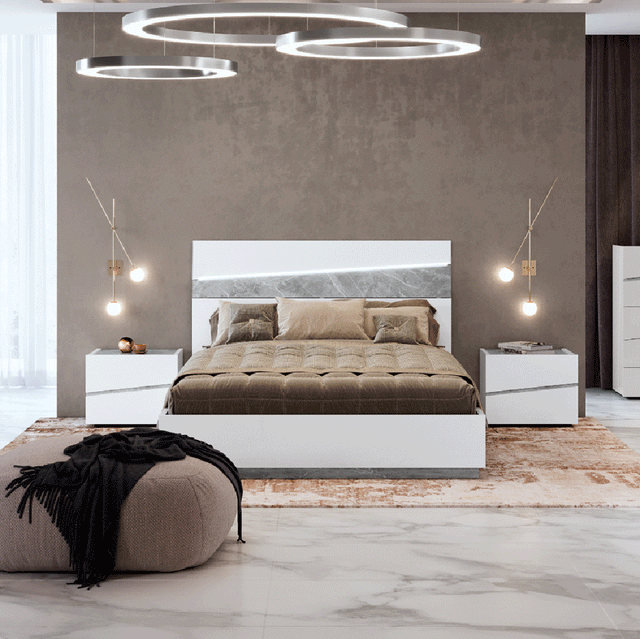 Camelgroup Italy Alba 3 Piece King Bedroom Set In White - Albaks - 3Set | ESF | Home Elegance USA