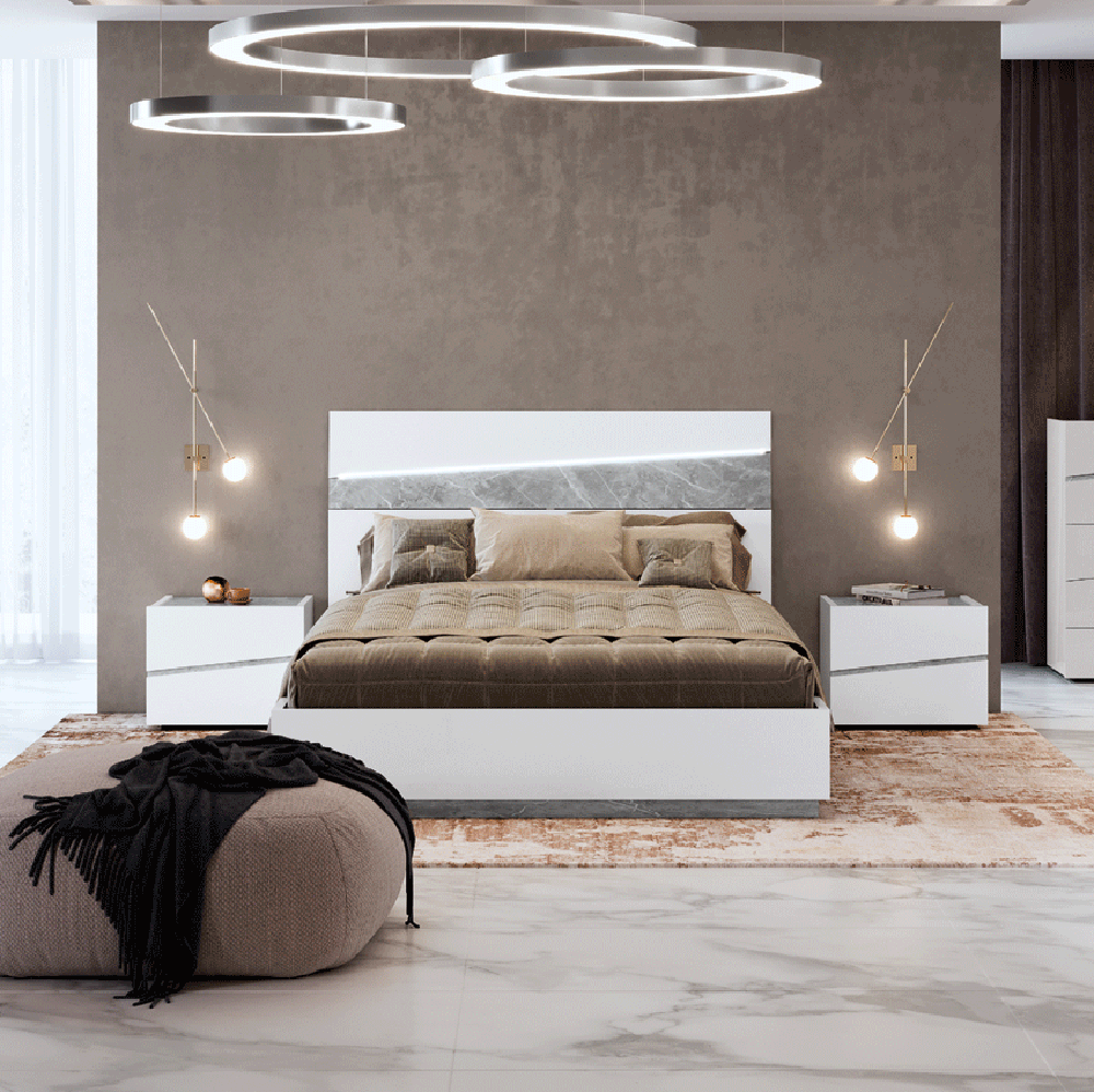Camelgroup Italy Alba 3 Piece Queen Bedroom Set In White - Albaqs - 3Set | ESF | Home Elegance USA