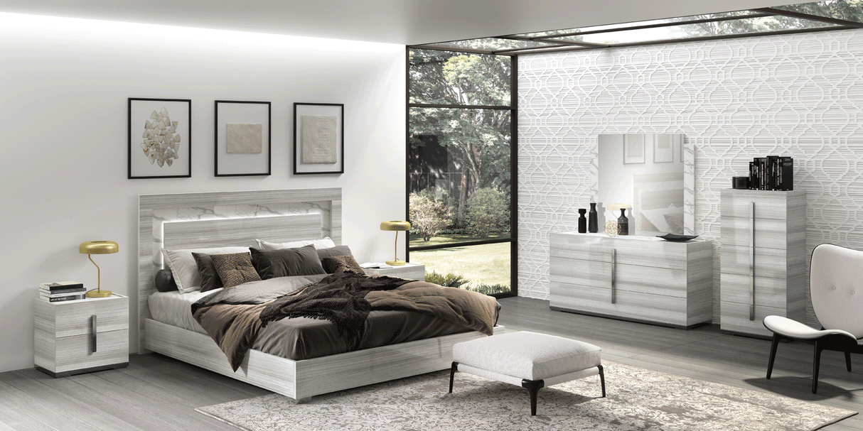 Carrara 5 Piece Eastern King Bedroom Set In Grey - Carrarabedksgrey - 5Set | ESF | Home Elegance USA