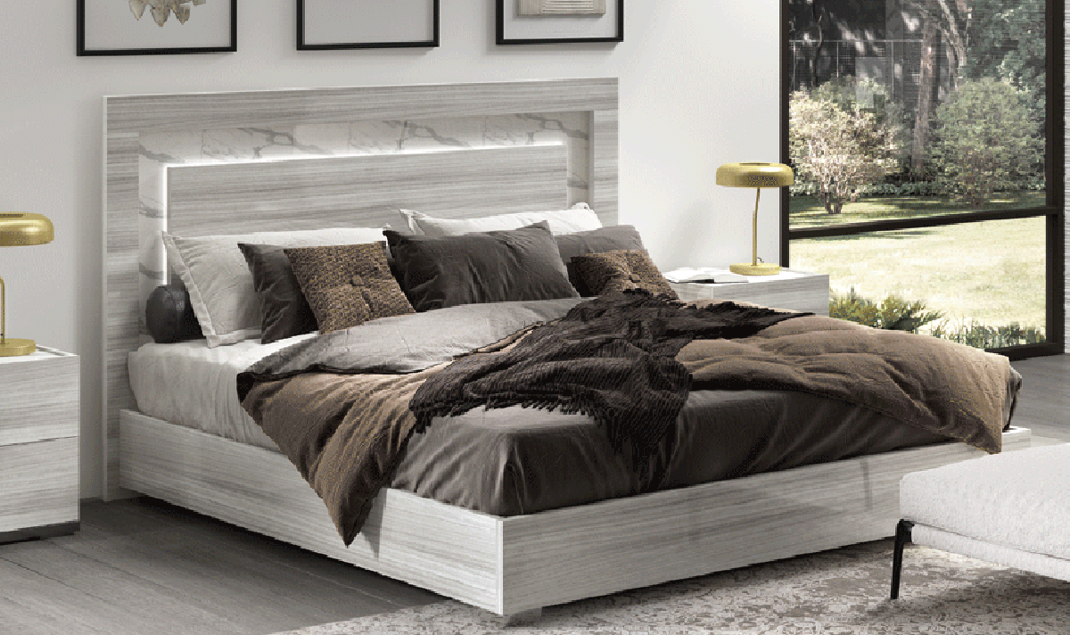 Carrara Eastern King Bed In Grey - Carrarabedksgrey | ESF | Home Elegance USA