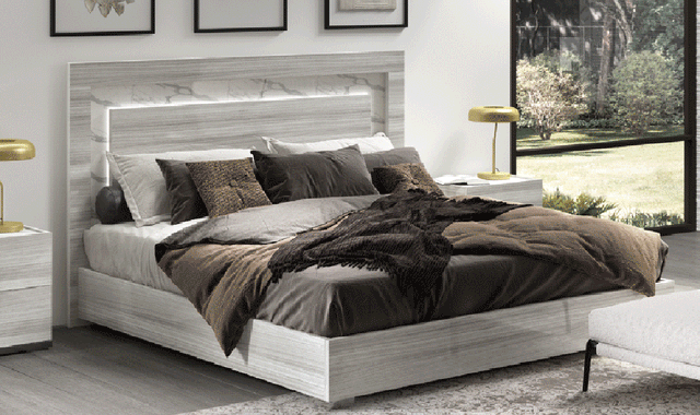 Carrara Eastern King Bed In Grey - Carrarabedksgrey | ESF | Home Elegance USA