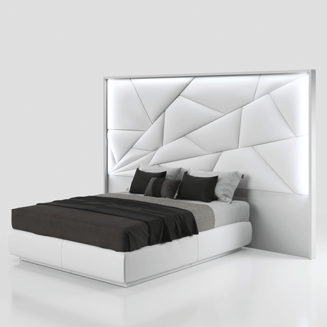 Esf Furniture - Majesty Eastern King Bed W/Light In White - Majestyks