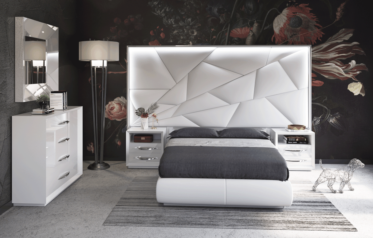 Esf Furniture - Majesty 5 Piece Queen Bedroom W/Light And Carmen Cases - Majestyqs-5Set-Carmen