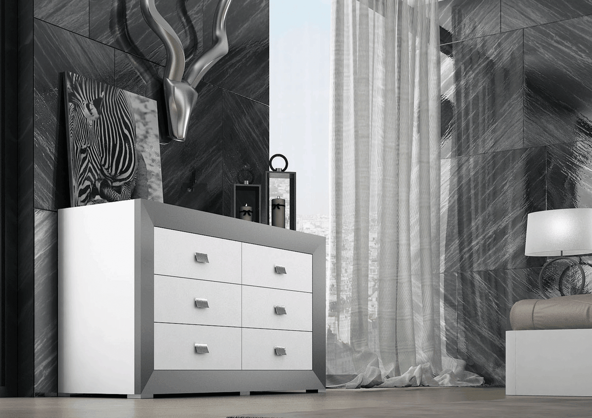 Esf Furniture - Margo 4 Piece Twin Size Storage Bedroom Set In White/Grey - Margotsbed-4Set