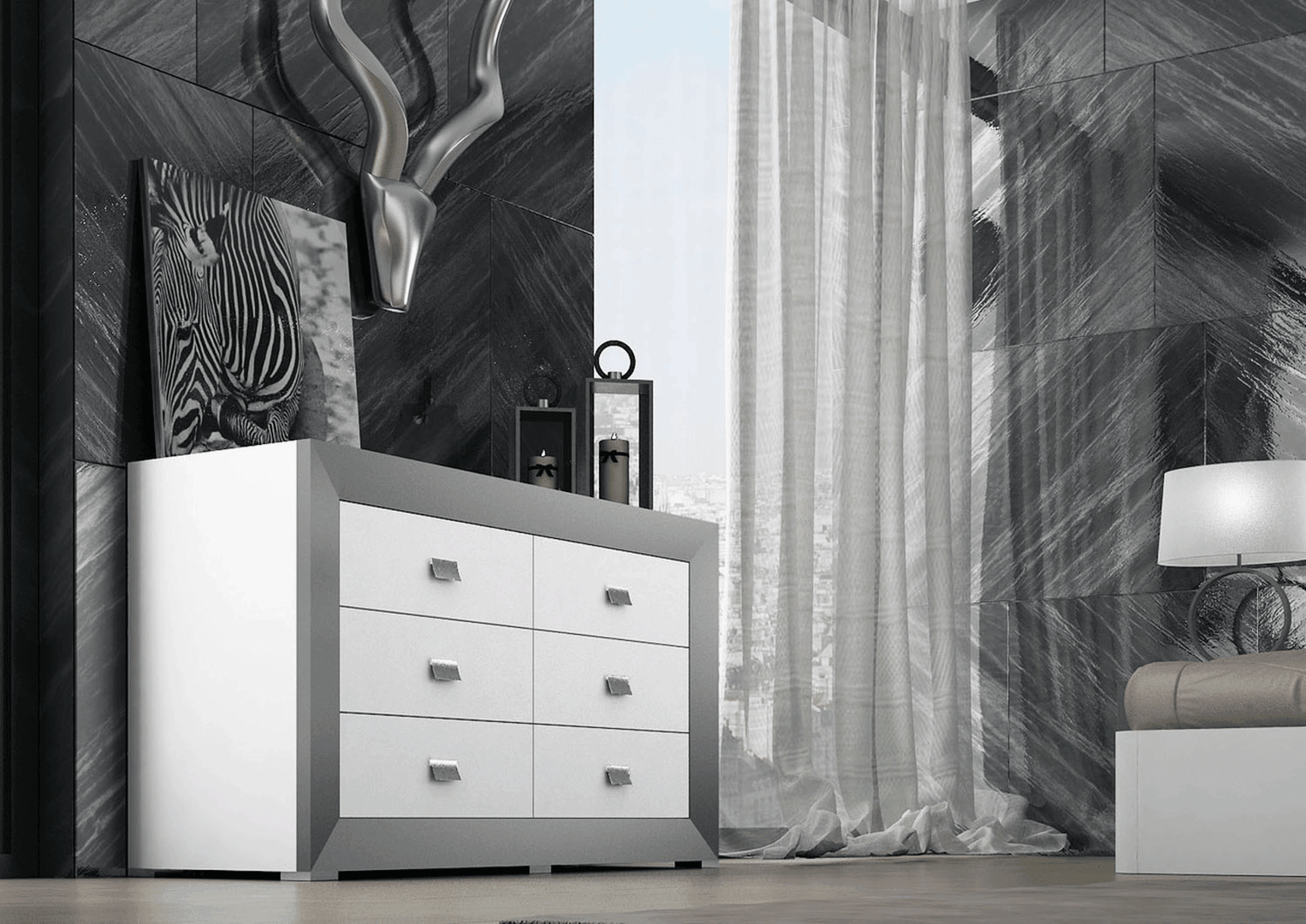Esf Furniture - Margo 4 Piece Twin Size Storage Bedroom Set In White/Grey - Margotsbed-4Set
