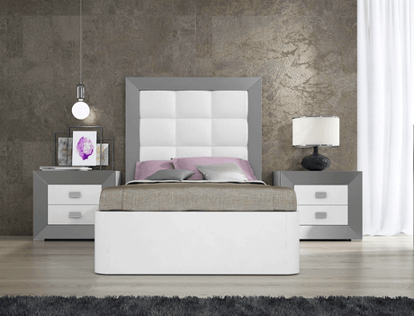 Esf Furniture - Margo 2 Piece Twin Size Storage Bedroom Set In White/Grey - Margotsbed-2Set