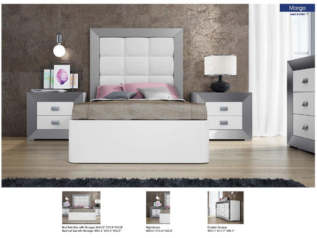 Esf Furniture - Margo 4 Piece Twin Size Storage Bedroom Set In White/Grey - Margotsbed-4Set
