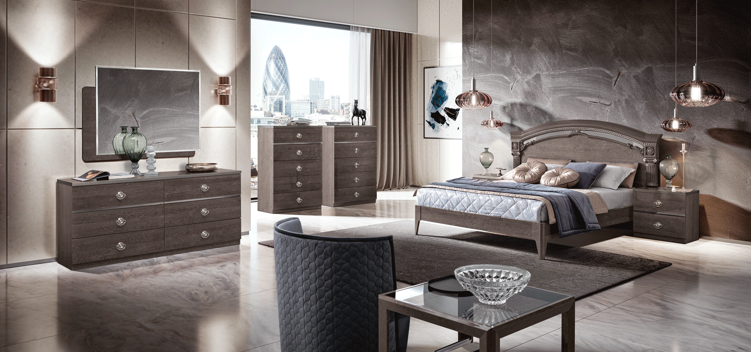 Esf Furniture - Nabucco Night 6 Piece Queen Bedroom Set In Silver Birch - Nabuccoqs-6Set