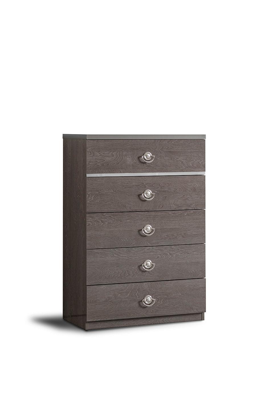 Esf Furniture - Nabucco Night 6 Piece Queen Bedroom Set In Silver Birch - Nabuccoqs-6Set