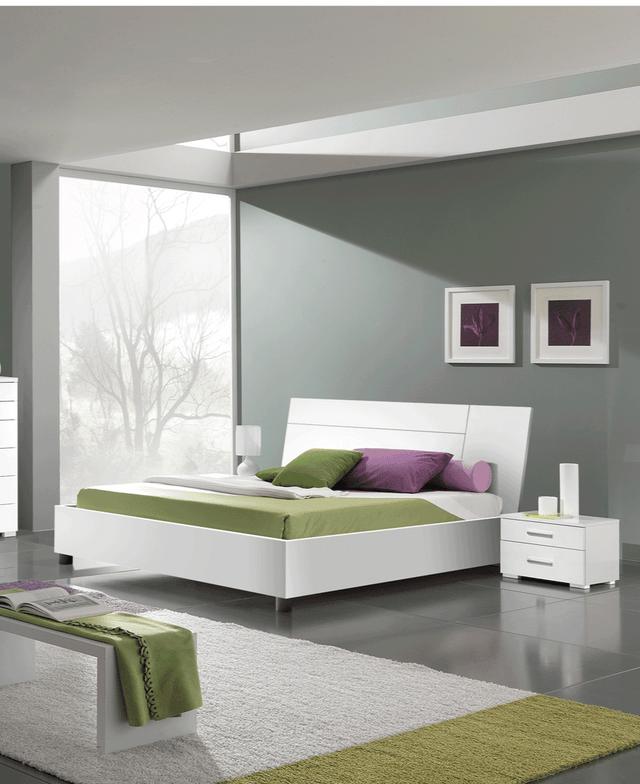 Esf Furniture - Panarea 3 Piece King Bedroom Set In White W/ Momo Cases - Panareakswhite-3Set