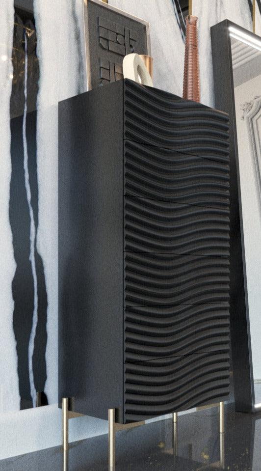 Esf Furniture - Franco Spain Wave Chest In Dark Grey - Wavechestgrey