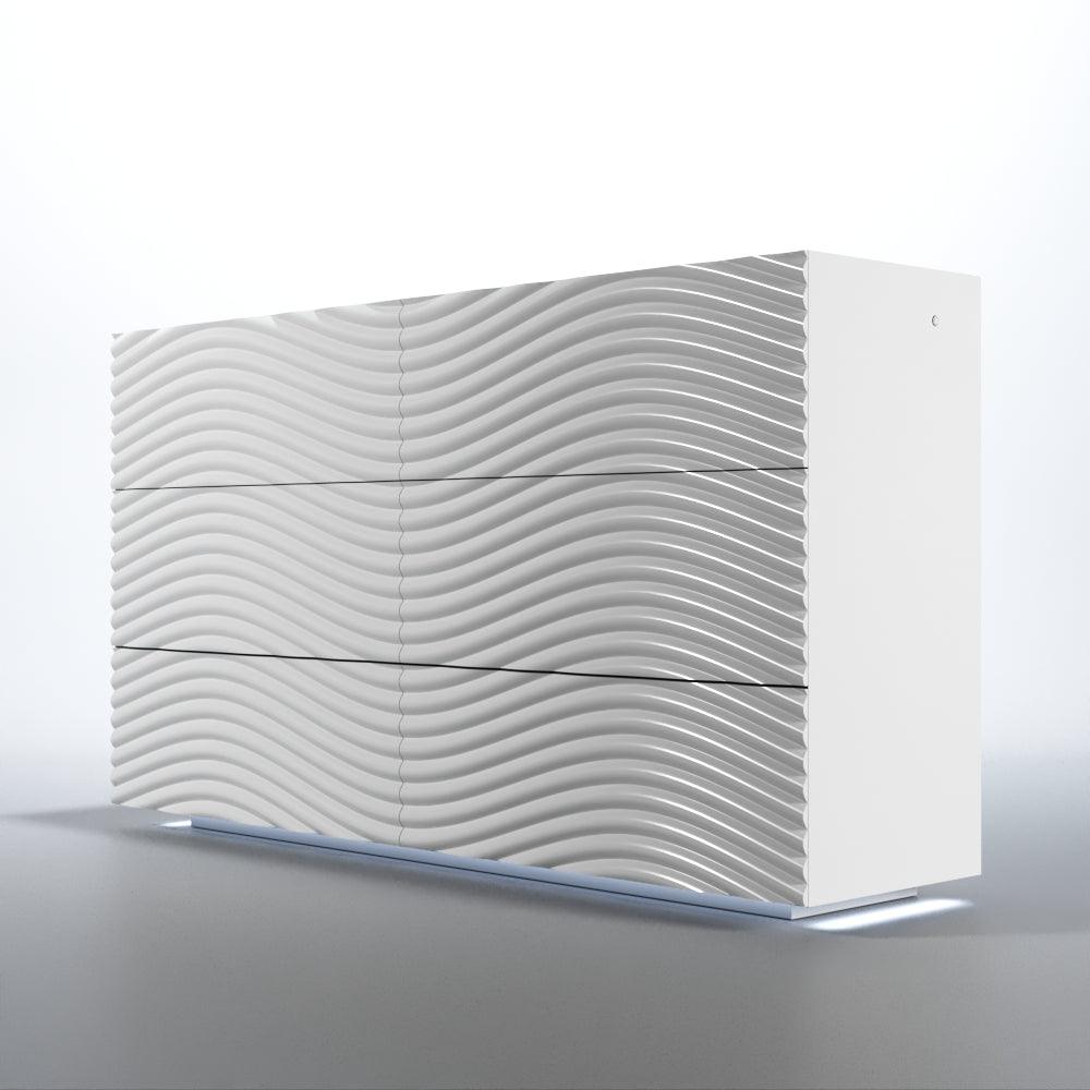 Esf Furniture - Franco Spain Wave Double Dresser W/Light In White - Wavedoubledressewhit