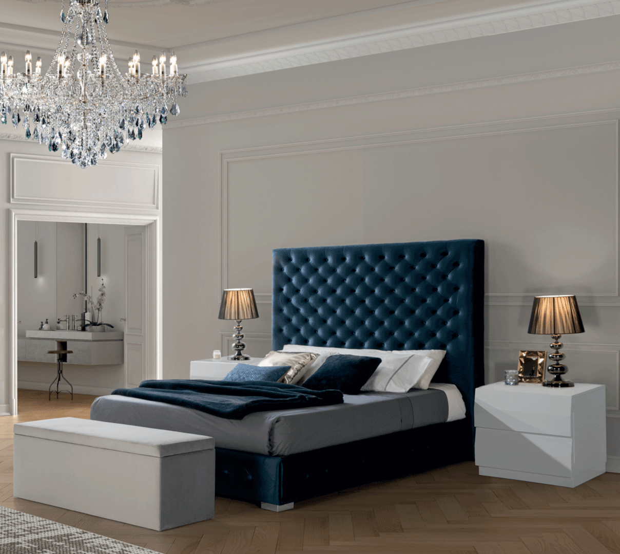 Esf Furniture - Leonor Blue 3 Piece Queen Storage Bedroom Set - Leonorbedqsblue-M152