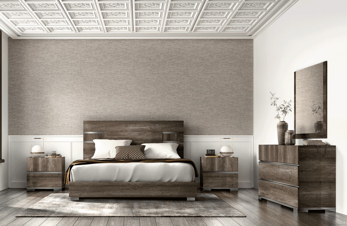 Esf Furniture - Status Italy Kamea 5 Piece Eastern King Bedroom Set In Vintage Oak - Kameaks-5Set