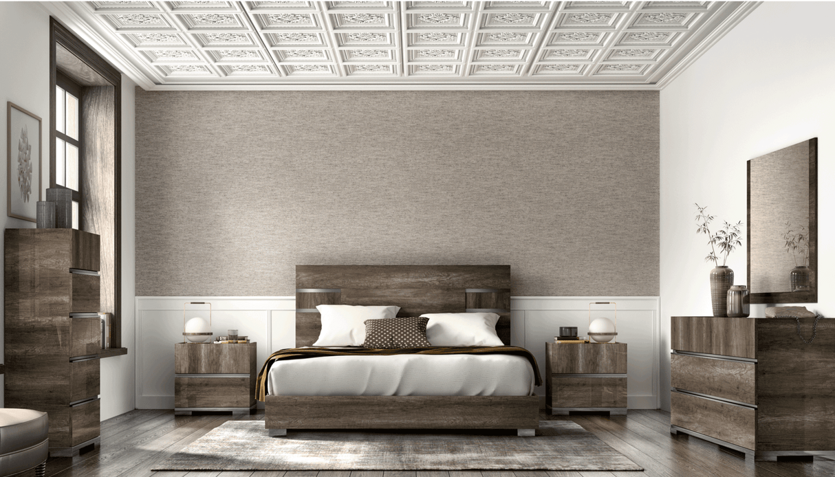 Esf Furniture - Status Italy Kamea 6 Piece Queen Bedroom Set In Vintage Oak - Kameaqs-6Set