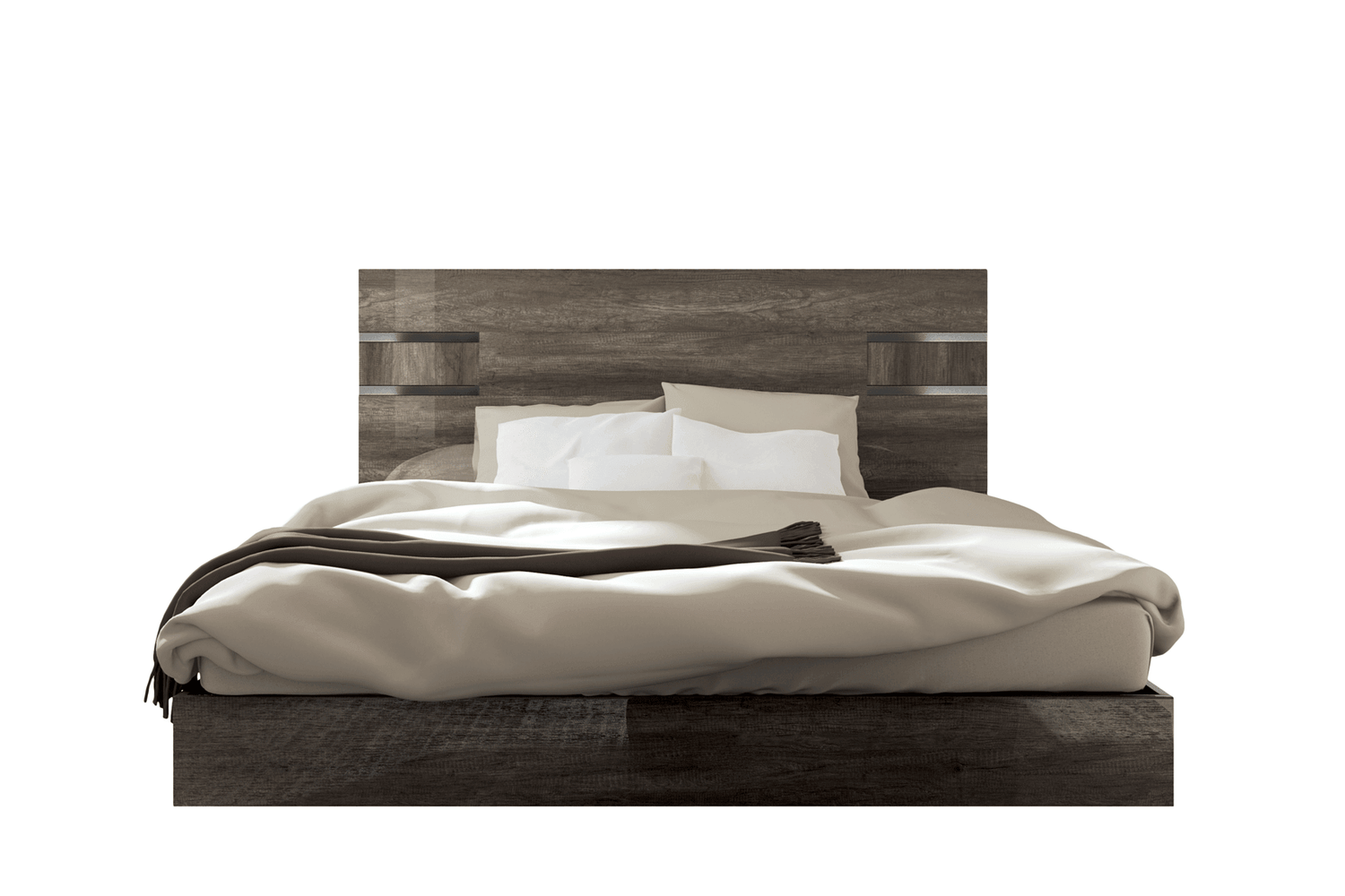 Esf Furniture - Status Italy Kamea King Size Bed In Vintage Oak - Kameaks