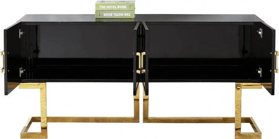 Beth Sideboard / Buffet In Black Lacquer With Gold Base | Meridian | Home Elegance USA