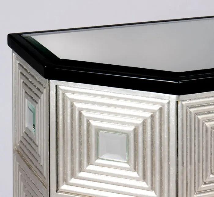 Black Espresso & Silver Leaf Credenza Cabinet With Optional Wall Mirror By Artmax | Home Elegance USA