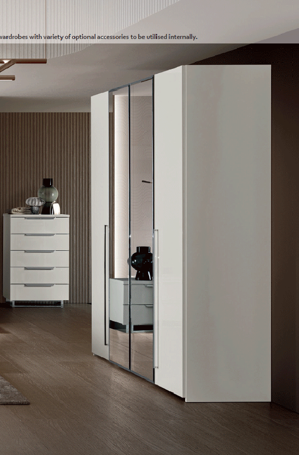 Esf Furniture - Kimera 4 Door Wardrobe In White Glossy - Kimera4Doorwd