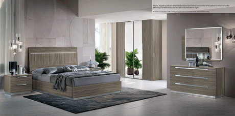 Esf Furniture - Kroma 5 Piece King Size Storage Bedroom Set In Grey - Kromastorageks-5Set
