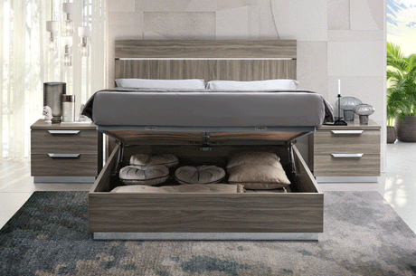 Esf Furniture - Kroma Queen Size Storage Bed In Grey - Kromastorageqs