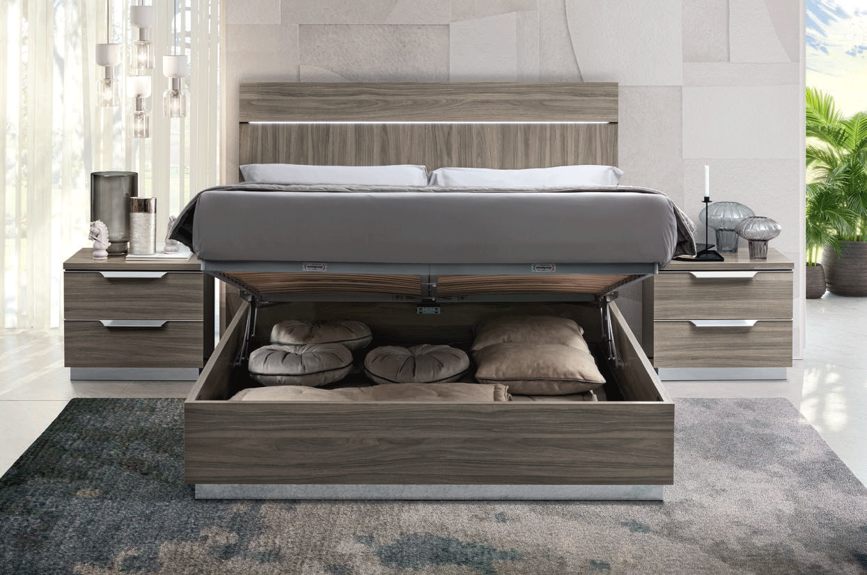 Esf Furniture - Kroma 3 Piece King Size Storage Bedroom Set In Grey - Kromastorageks-3Set