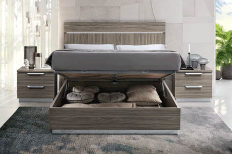 Esf Furniture - Kroma 3 Piece King Size Storage Bedroom Set In Grey - Kromastorageks-3Set
