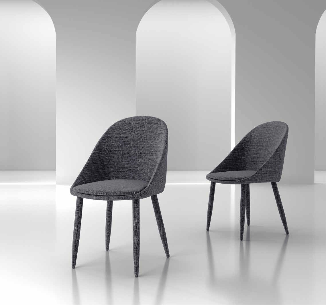 Designer Dining Table With Upholstered Armchair In Fabric - Dt - 300 - Dc - 402Grey - 6Chair | ESF | Home Elegance USA