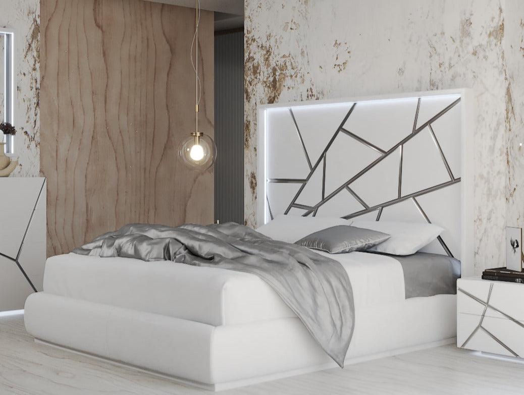 Esf Furniture - Franco Spain Gio 6 Piece Eastern King Size Bedroom Set In White - Gioksbed-6Set