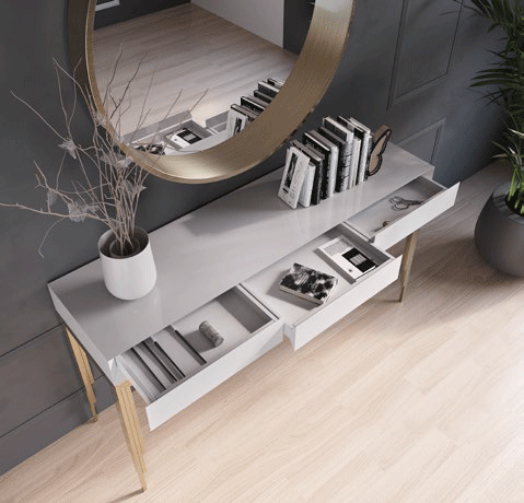Esf Furniture - Mx37 Console Table 120 With Mirror 60 - Mx3740251-Mx58531