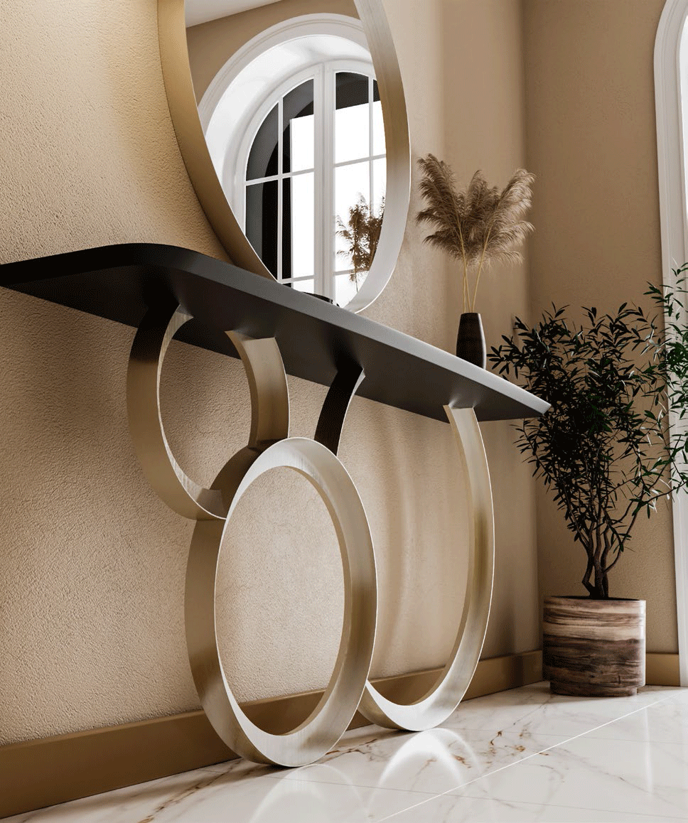 Esf Furniture - Mx86 Console Table 150 With Mirror 60 - Mx8642338-Mx58531