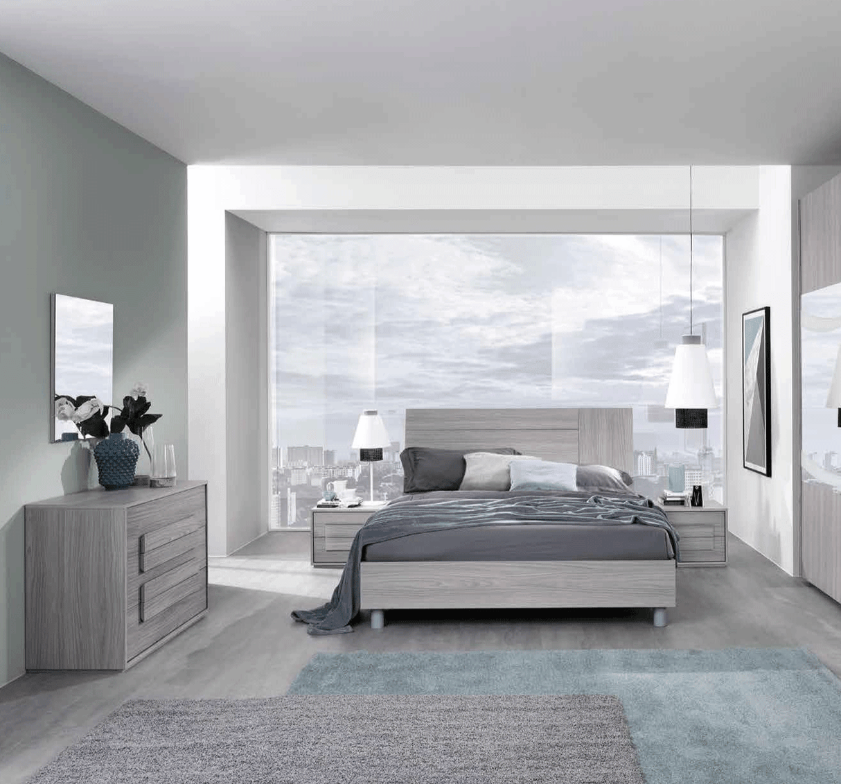 Esf Furniture - Linosa 5 Piece Queen Bedroom Set In Grey Reina - Linosaqs-5Set